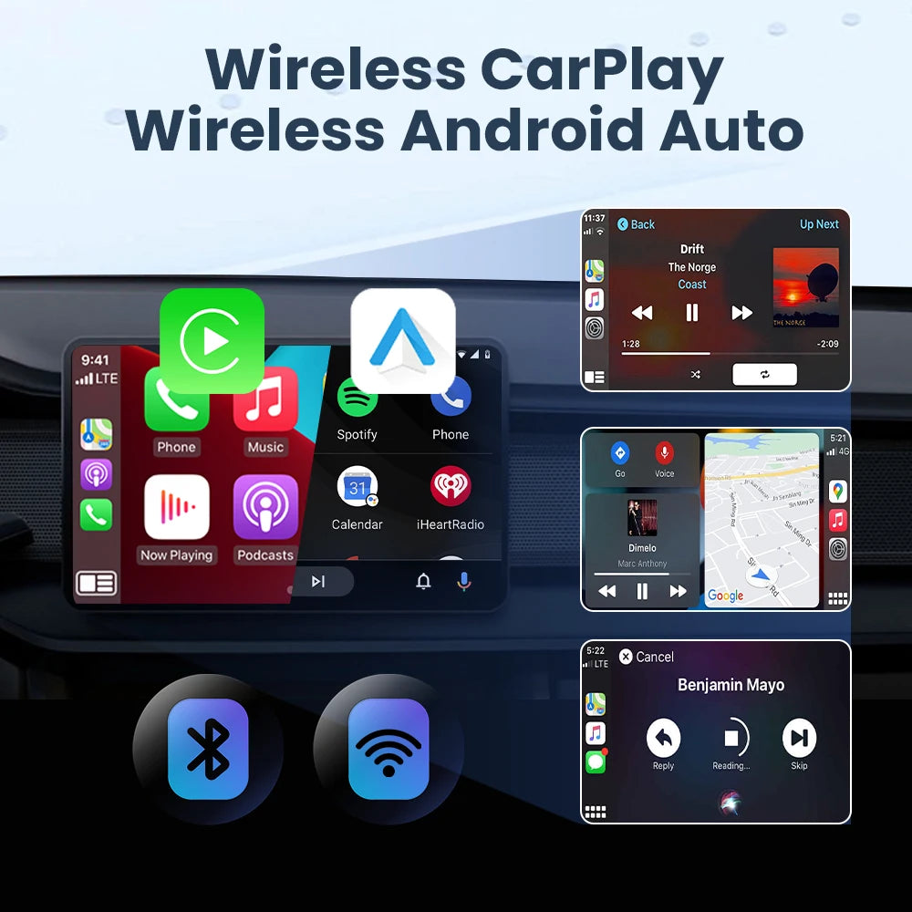 PLAYAIBOX Inalámbrico 2 en 1 CarPlay Android Auto Inalámbrico Supermini Box Adaptador Plug And Play Dongle Bluetooth WiFi Conexión Rápida