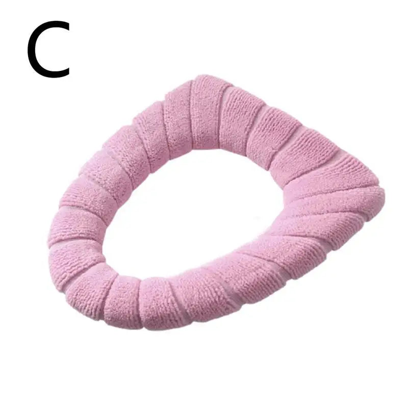 Winter Warm Toilet Seat Cover, Closer Tool Mat, 1 Piece, Washable Bathroom Accessories, Pure Color Knit, O-shaped Soft Cushion, Toilet Seat
