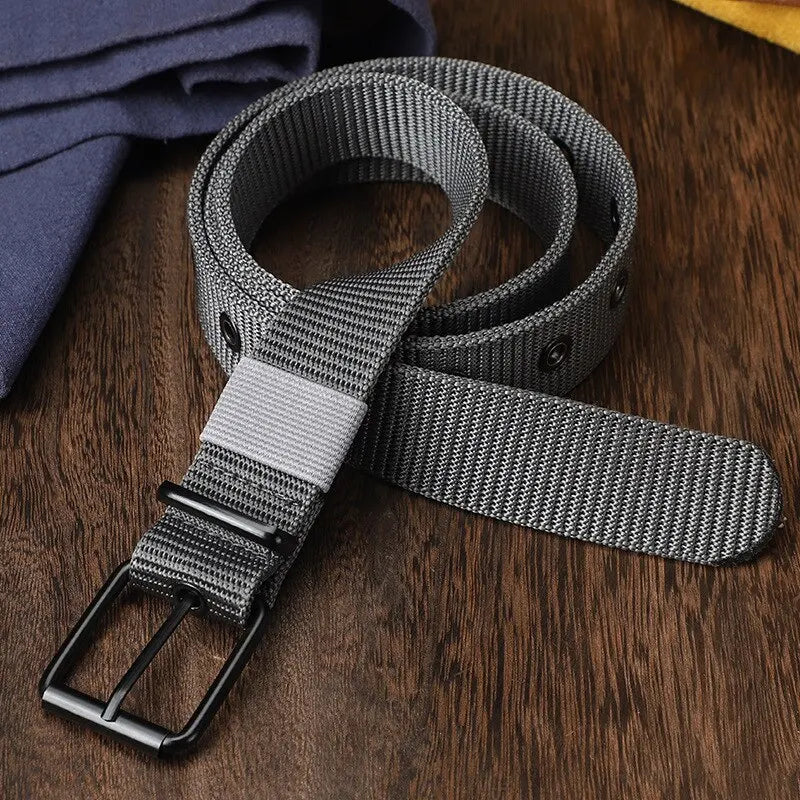 Cinturón de nailon con broche para hombres y mujeres, cinturón de lona porosa, cinturón chimbelt con vaqueros, deportes al aire libre