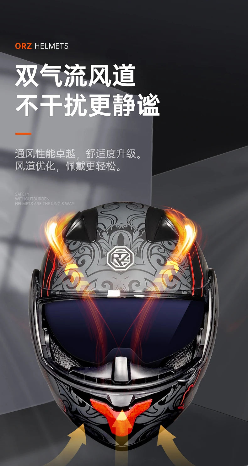 Casque moto intégral double lentille modulaire rabattable — homme, femme, mode, Motocross