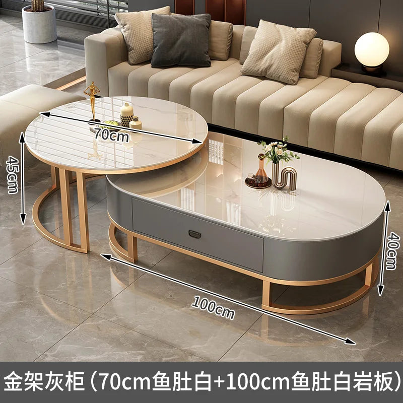 Luxury Extendable Round Modern Coffee Tables Minimalist Premium Design Book Furniture Mesa De Centro De Sala