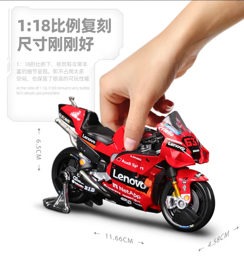 Modèle réduit moto GP 1:18 — champion 2023, alliage moulé, collection, cadeau jouet