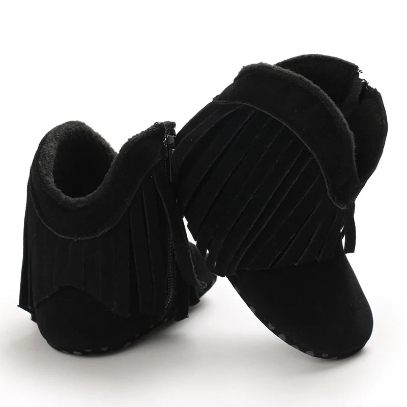 Mocassins Bébé Hiver Franges — Chaussures Douces Unisexe 0–18 mois