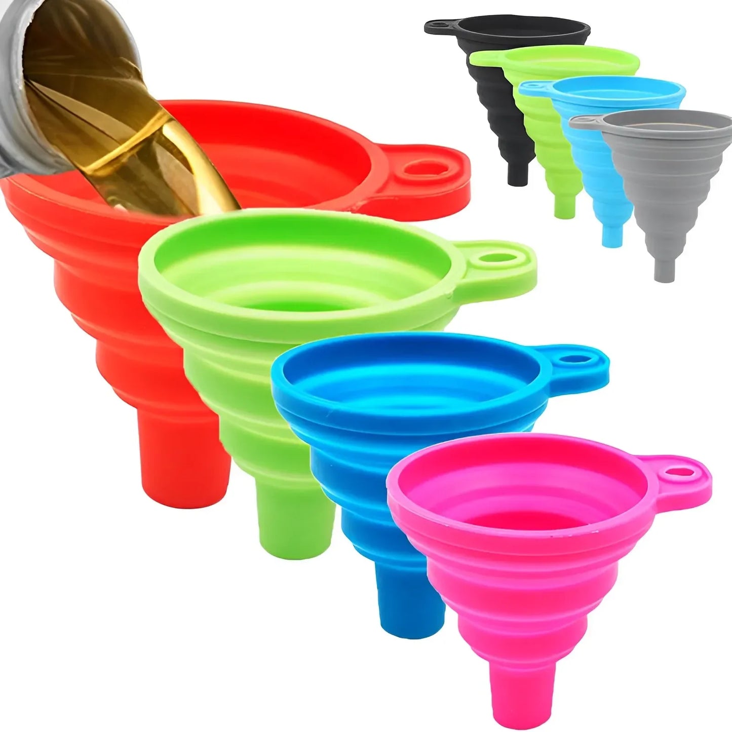Entonnoir pliable en Silicone pour moteur de voiture, 2 pièces, liquide de lavage, changement de liquide, Portable, changement d