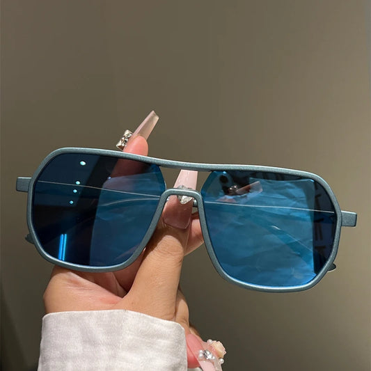 KAMMPT lunettes de soleil à jante irrégulière hommes 2025 nouvelle mode Vintage Double pont nuances femmes à la mode marque Design miroir lunettes de soleil
