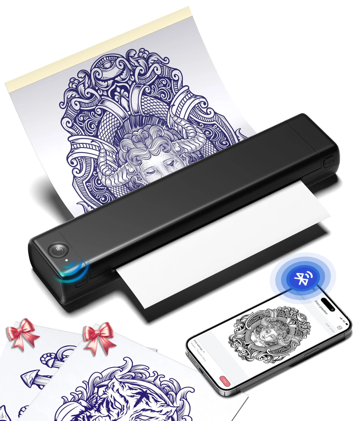 Phomemo – Bluetooth Tattoo Stencil Printer, M08F Wireless Tattoo Transfer Machine with 10 Free Transfer Papers, for Artists and Beginners