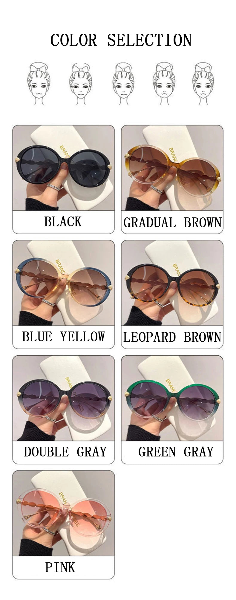 Lunettes de soleil polarisées femme — dégradé, lentille ronde, carré, luxe (v2)