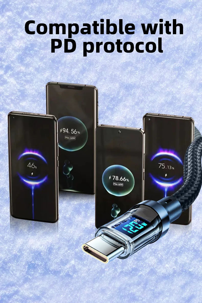 OOZCC Cable de pantalla LCD Watt, transferencia de datos de cable USB tipo C de carga ultrarrápida máxima de 120 W, USB A a Lightning para IPhone14 Pro
