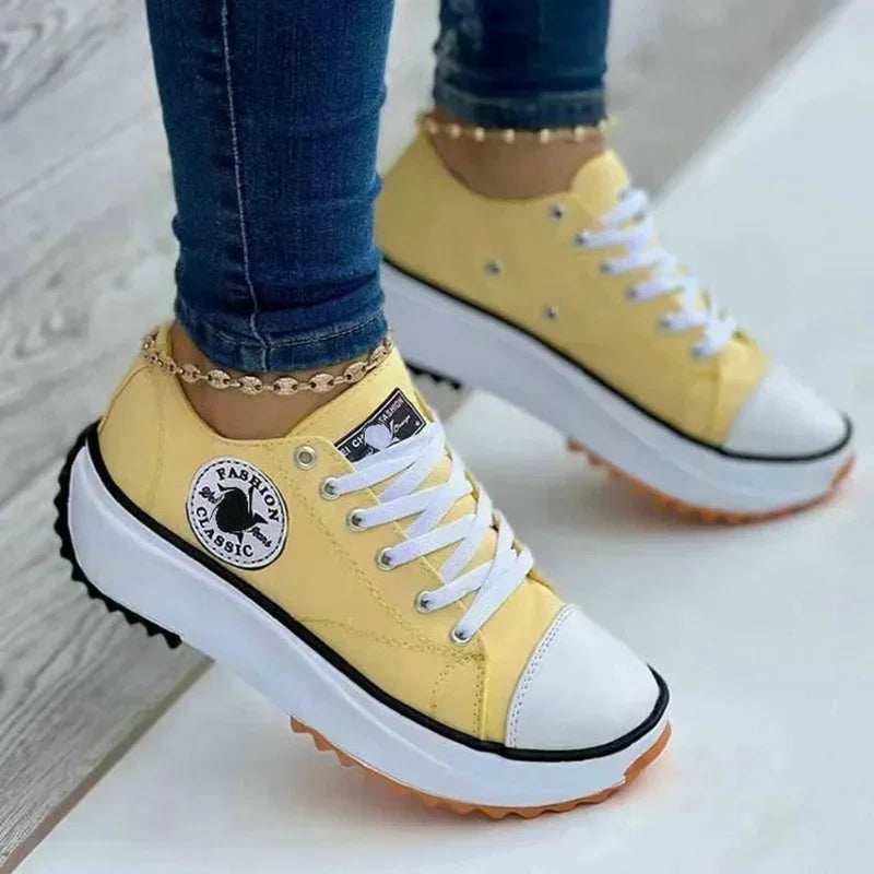 Zapatillas deportivas de lona para mujer, modelo 2025, zapatos informales para mujer, zapatillas planas con cordones Zapatillas Mujer Chaussure Femme