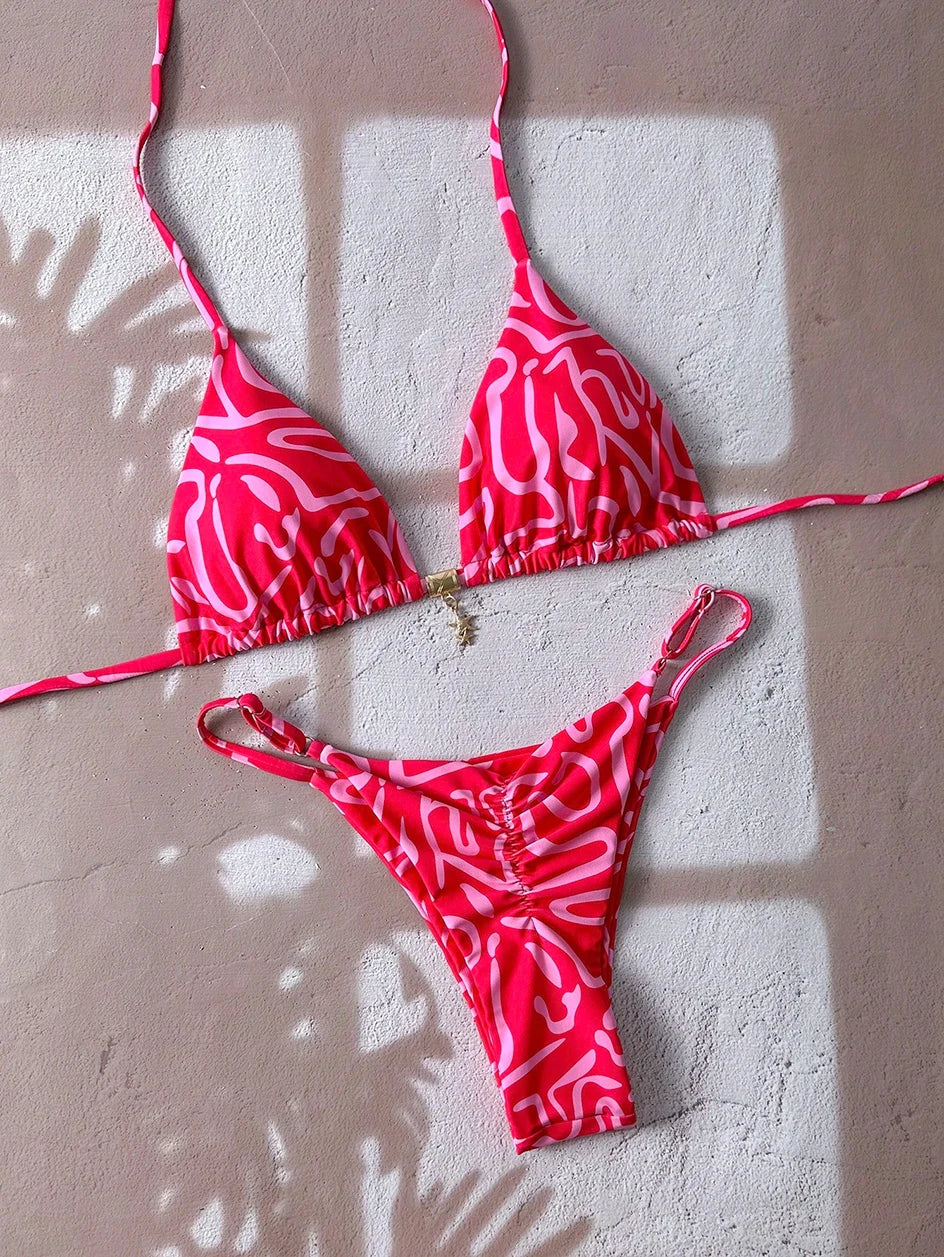 Micro bikini pour femmes, maillot de bain deux pièces, vêtements de bain pour femmes, maillot de bain 2026, sexy, imprimé léopard, push-up, string, ensembles de bikinis, vêtements de plage, été