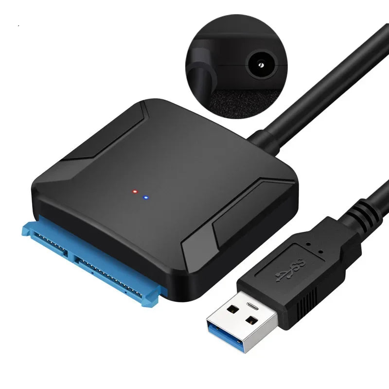 Câble adaptateur SATA vers USB 3.0 pour disque dur SSD HDD SATA III 2.5/3.5 pouces, convertisseur de disque dur, prise en charge UASP avec adaptateur d'alimentation 12V