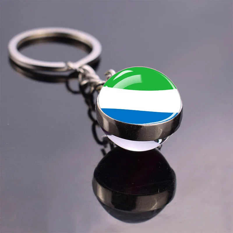 Porte-clés drapeau africain, algérie, somalie, tunisie, maroc, egypte, drapeau National, pendentif boule de verre Double face, cadeau