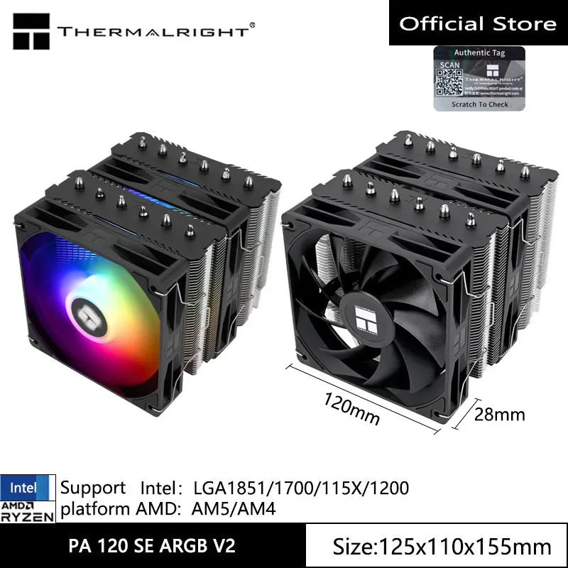 Thermalright Peerless Assassin 120 SE V2 radiateur de refroidissement par air pour boîtier d'ordinateur, prise en charge LGA1851/1700/AM5/AM4 avec ventilateur 120x120x28mm