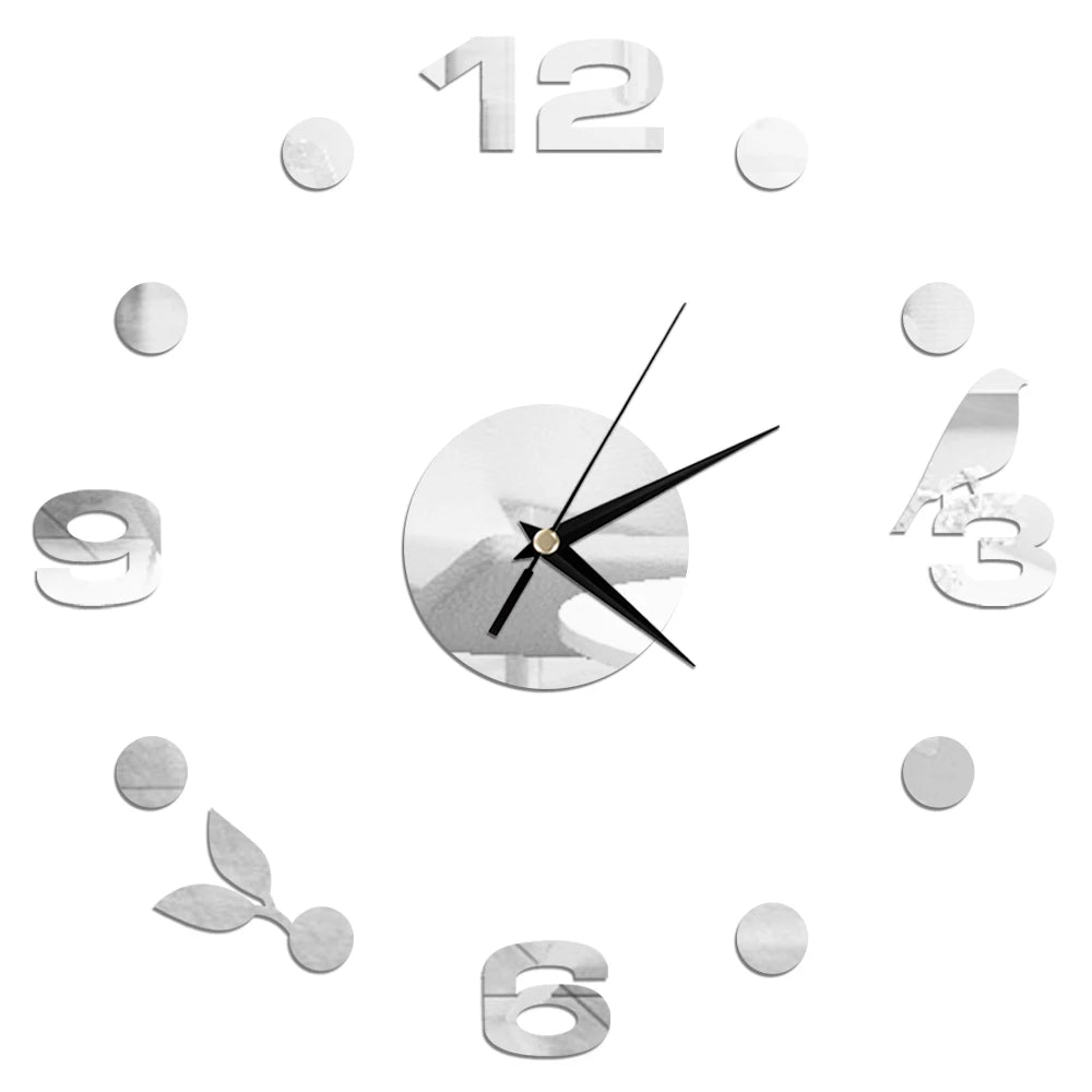 Creative Frameless Wall Clock, Silent Wall Sticker for Home, Acrylic Mirror Sticker, Wall Decor for Living Room and Office, DIY