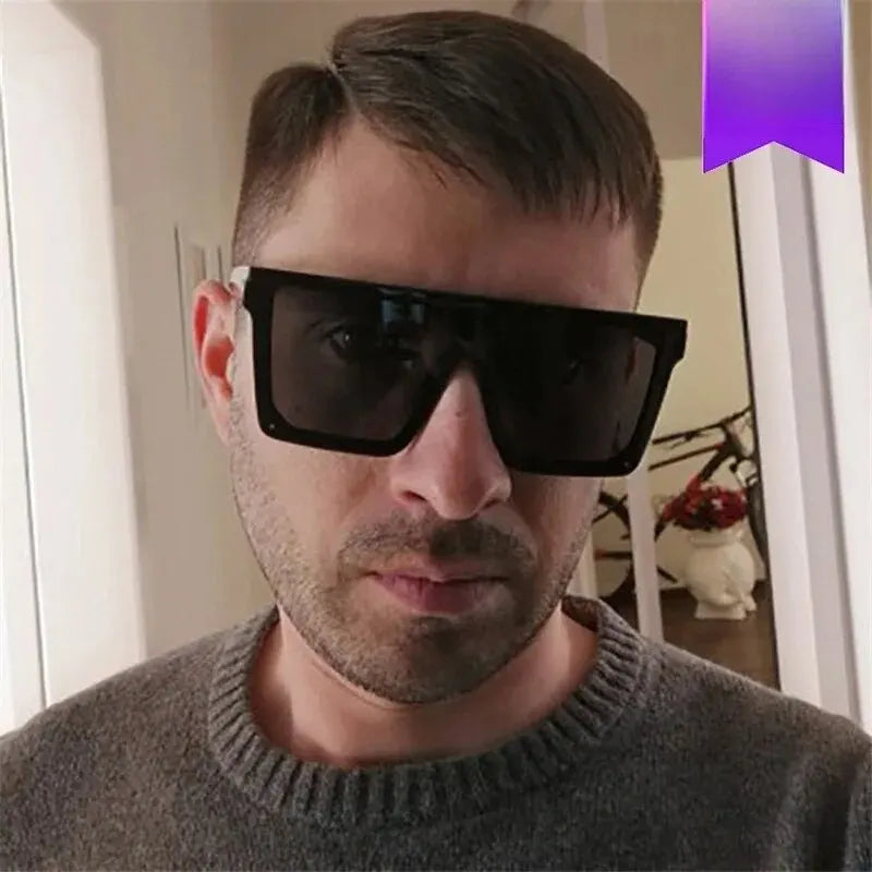 Nuevas gafas de sol de una pieza de montura grande, gafas de sol de montura cuadrada de moda europea y americana para mujer, gafas de colores