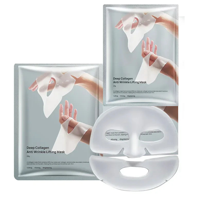 Mascarilla facial de colágeno profundo antienvejecimiento, mascarilla facial de colágeno durante la noche, mascarilla de colágeno profundo para lifting, reafirmante, hidratante (paquete de 5)
