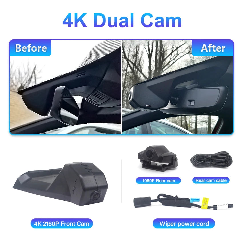 Dashcam for Peugeot 5008 3008 4008, DVR for Citroën C5 Aircross, recorder camera for DS7, 4K Plug and Play car dash cam