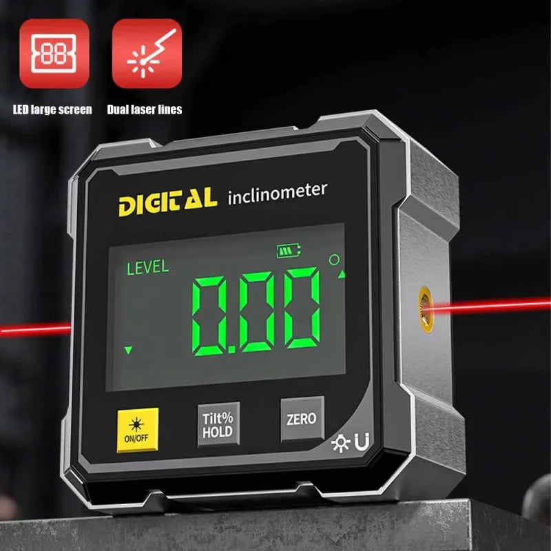 NOUVEAU Niveau numérique magnétique double face avec laser, rapporteur électronique, horizontomètre, inclinomètre, règle d'angle et mesure de pente
