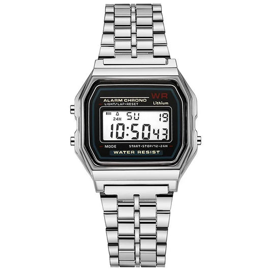 Relojes de lujo de oro rosa para hombres y mujeres, pantalla digital electrónica, reloj estilo retro