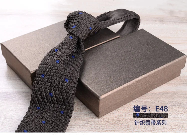 Men's Casual British Style Retro Striped Knitted Ties Formal Business Navy Red Brown Handmade Ties Tuxedo Neckties