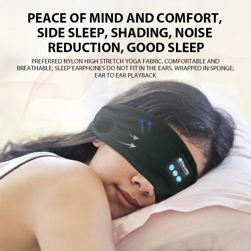 Bandeau Bluetooth sans fil, écouteurs de couchage, écouteurs de sport/casquette de musique avec haut-parleurs stéréo HD, masque pour les yeux pour côté Sl