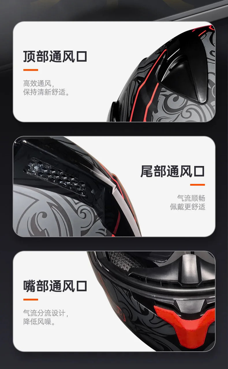 Casque moto intégral double lentille modulaire rabattable — homme, femme, mode, Motocross