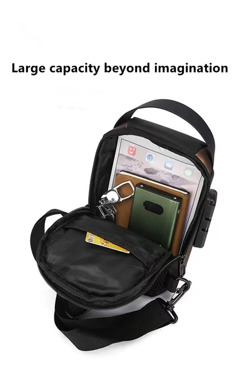 Bolso bandolera elegante para hombre – Tela Oxford duradera, bandolera de pecho con bolsillo para teléfono, cierre de cremallera