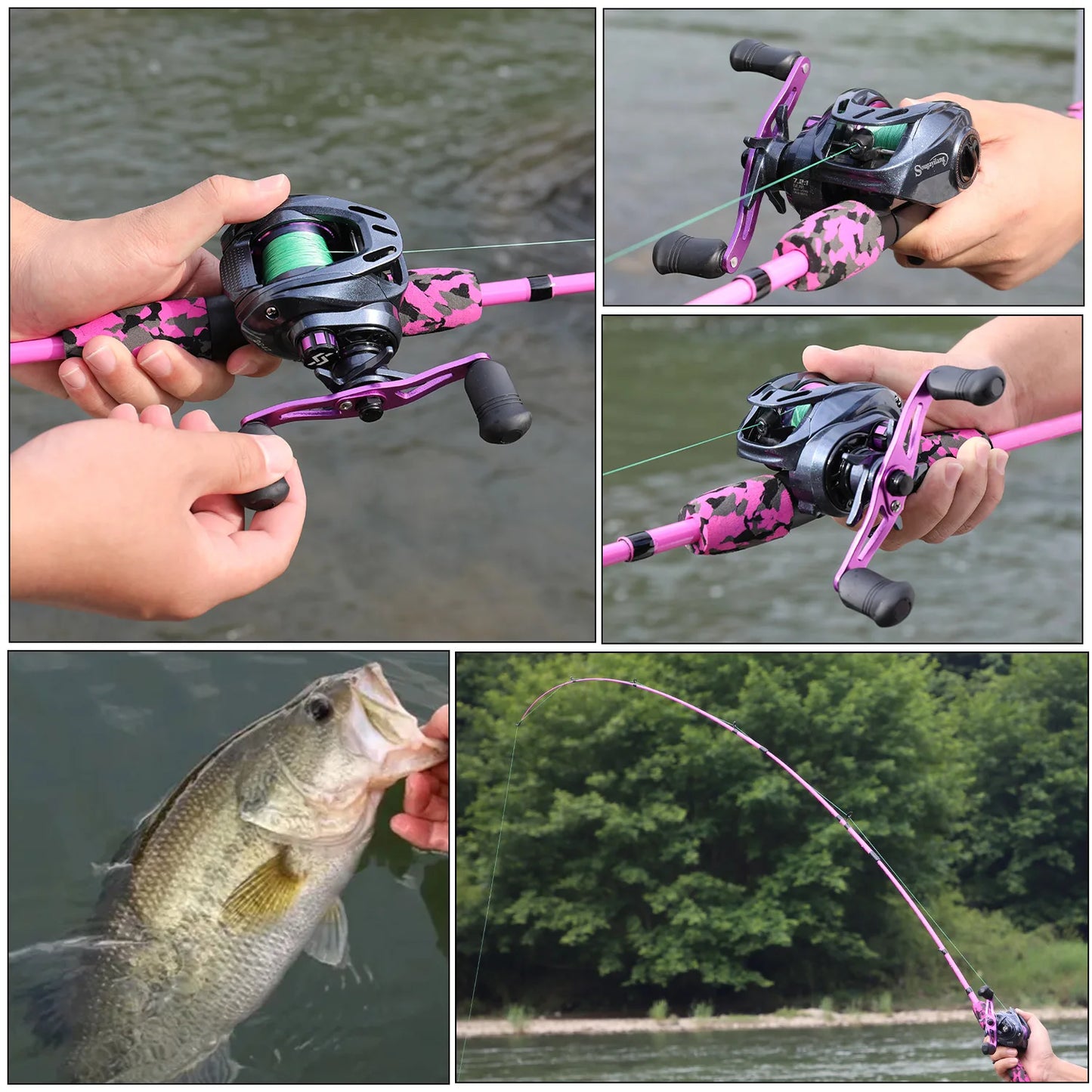 Sougayilang leurre pêche Combo 5 Sections 170CM canne à pêche en Fiber de carbone et 8 + 1BB Baitcasting moulinet voyage ensemble de pêche Pesca
