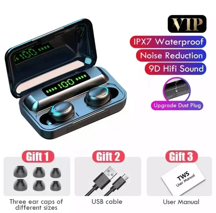 Auriculares TWS F9-5 Bluetooth 5.3, cascos inalámbricos, estéreo Hifi, deportivos, impermeables, con micrófono manos libres, audífonos.