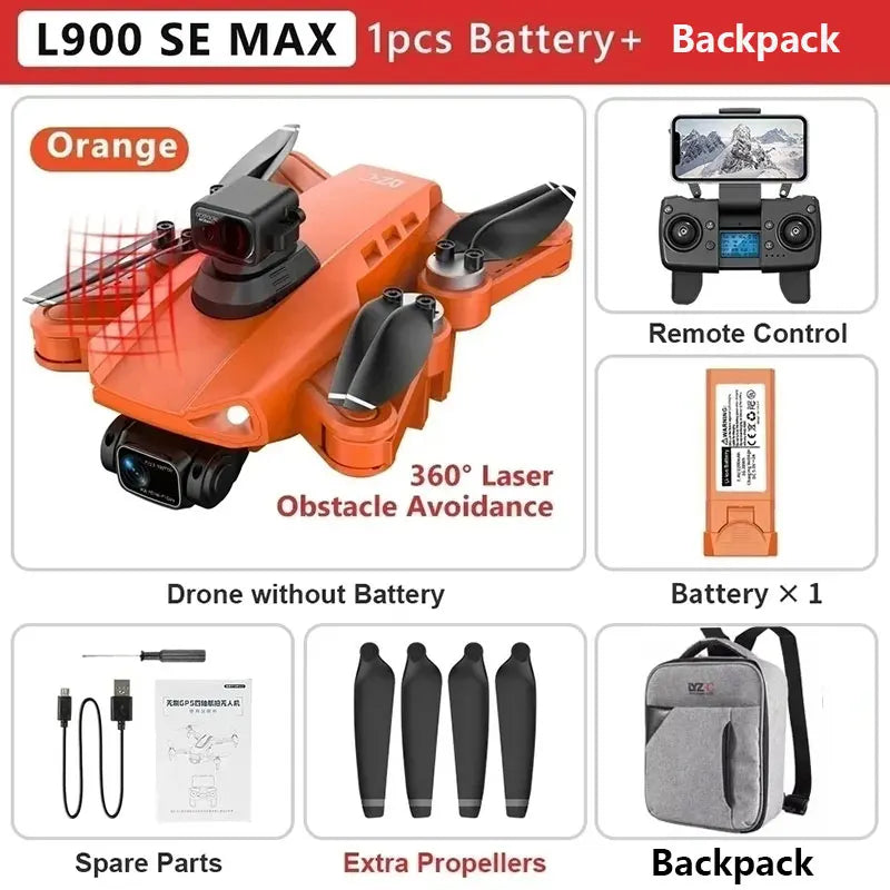 Drone GPS L900 Pro SE MAX 4K, doble cámara HD profesional 5G WIFI 360° Motor sin escobillas para evitar obstáculos Rc FPV Quadcopter Dron
