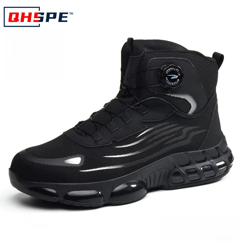 Botón giratorio nuevos zapatos de seguridad para hombre Anti-aplastamiento Anti-perforación zapatos de trabajo de moda para hombre zapatos deportivos botas de protección de seguridad para hombre