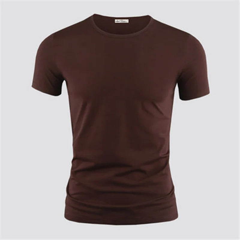 2026 hommes T-Shirt couleur Pure col en V à manches courtes hauts T-Shirts hommes T-Shirt collants noirs homme T-Shirts Fitness pour vêtements masculins