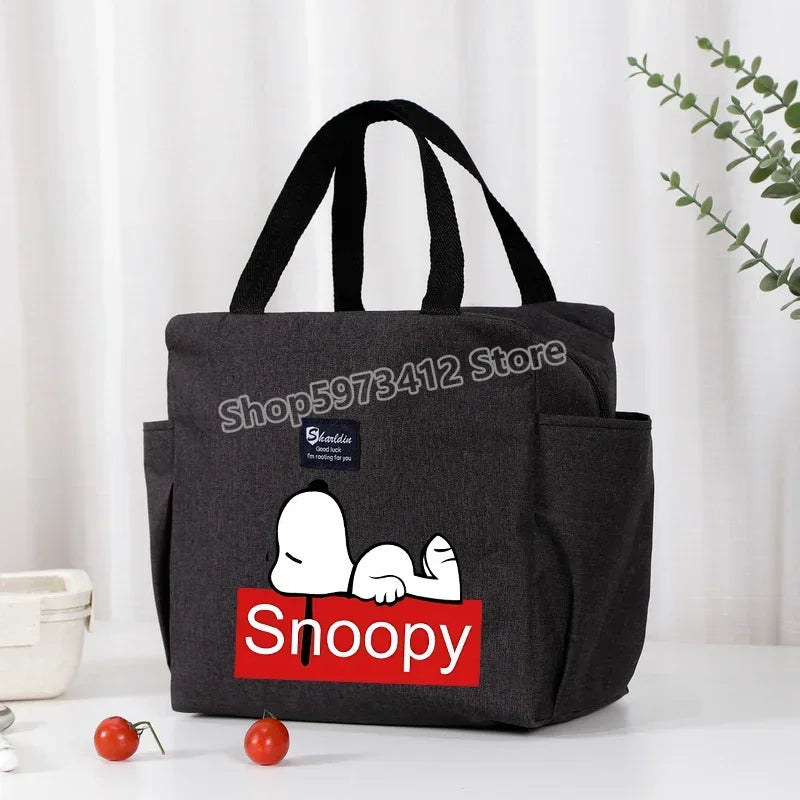 Bolsa isotérmica portátil para el almuerzo y bebidas de Snoopy, bolsa isotérmica para alimentos, caja térmica, bolsa de picnic, bolsas de transporte, bonito regalo para niños