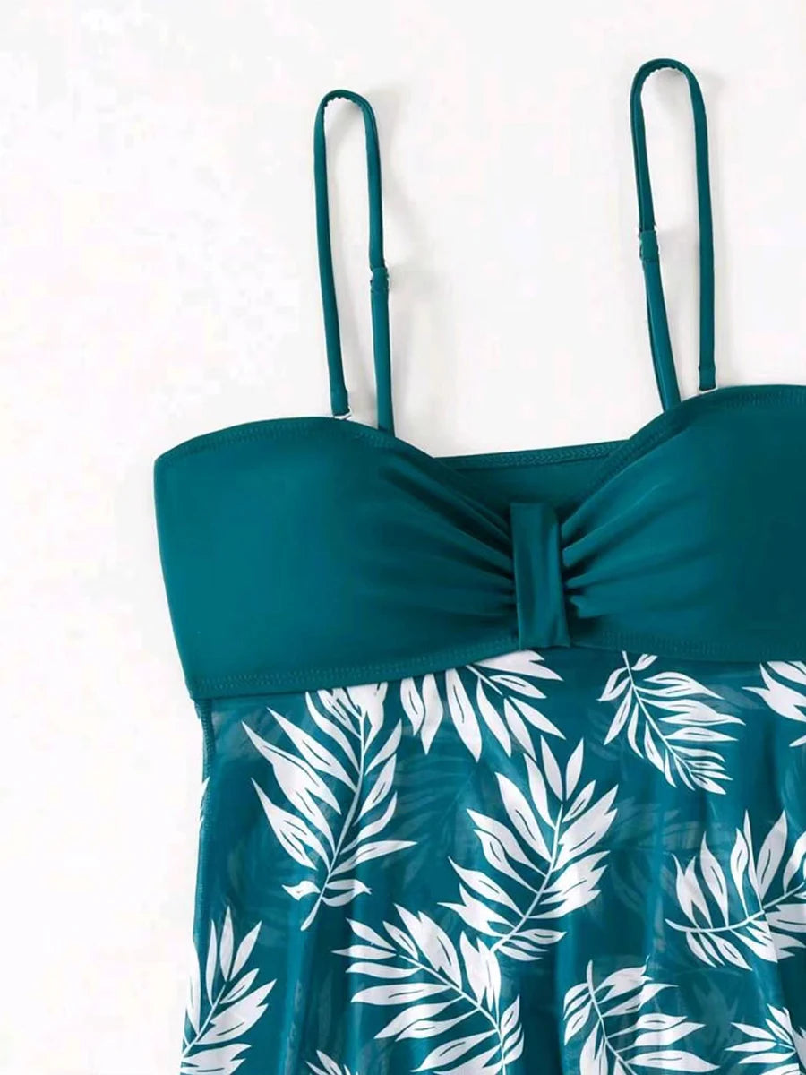 Maillot de bain tankini court 2026 avec short pour femme, rembourré, imprimé, pour la plage et l'été