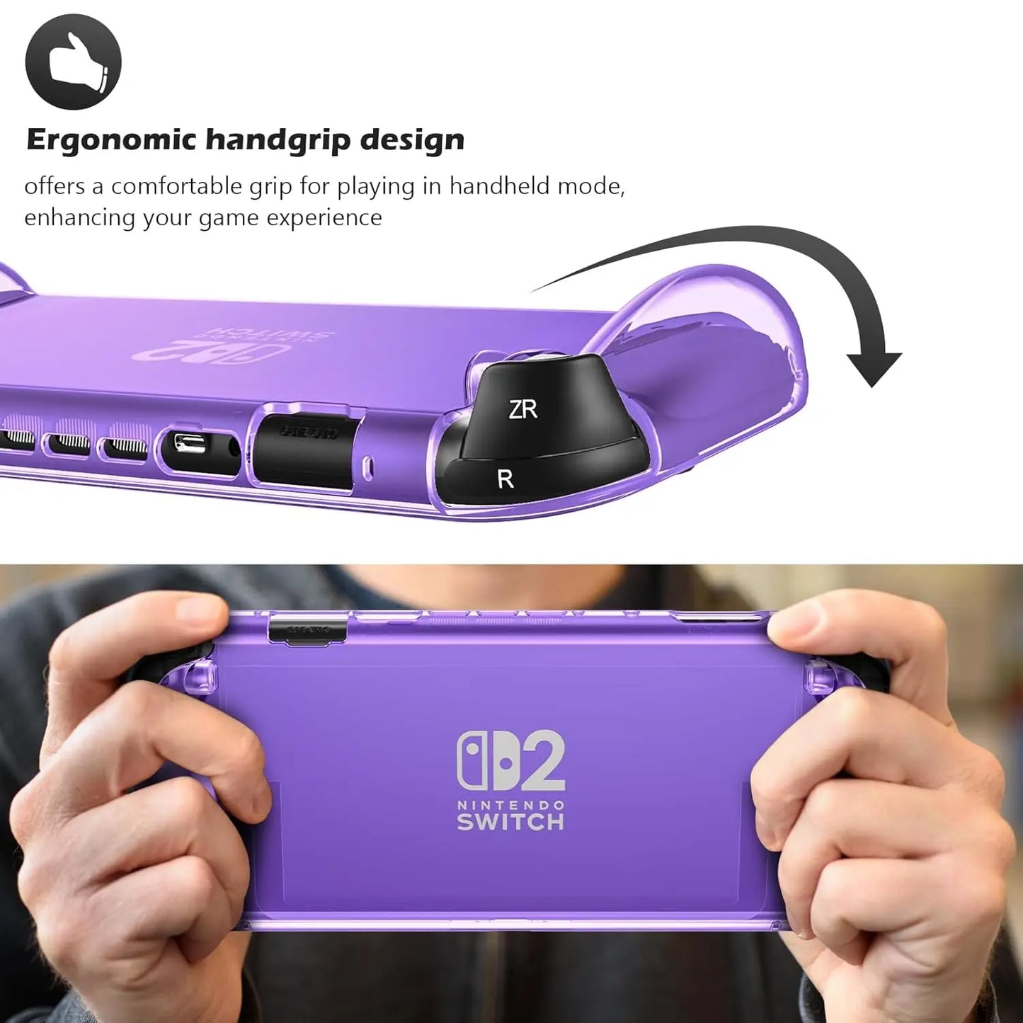 Protective Case for Switch 2 (2025), NS 2, TPU Protective Cover, Anti-Scratch, Shock Absorption, Ergonomic Grip Design for NS2