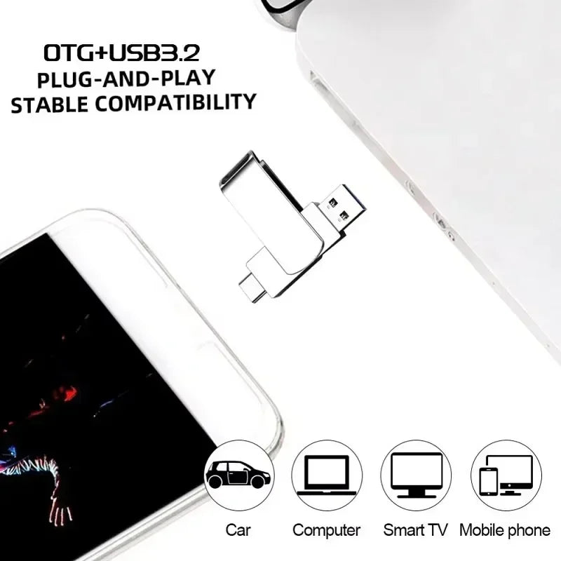 DIXSG pour Xiaomi, clés USB 3.2 de 16 To, disque U de 2 To, clé USB métallique haute vitesse, étanche, type C, mémoire USB, clés USB
