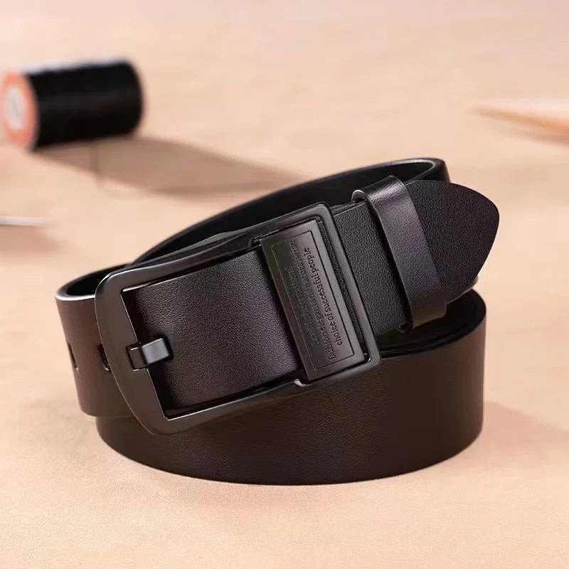 Cinturón de cuero de vaca para hombres, hebilla de aleación de metal, correa de cintura informal, marca de lujo para adultos, jeans de negocios, nueva moda