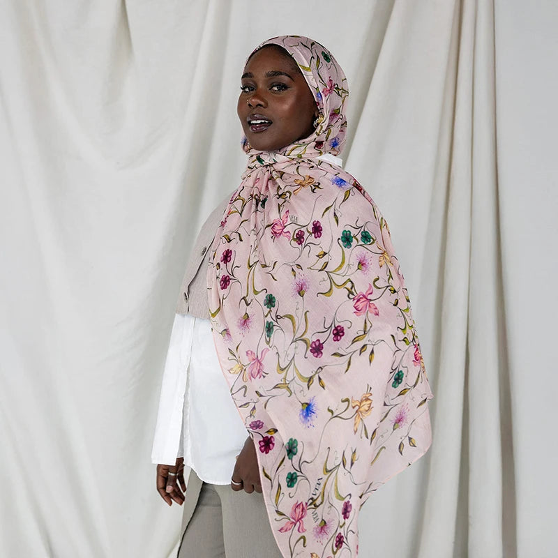 Nouveau Design imprimé Hijabs Premium aquarelle femmes foulard doux écharpe châle adapté au quotidien Abaya accessoires femmes voile