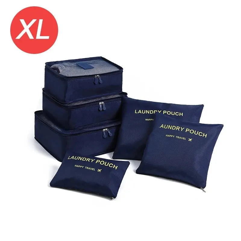Organizador de viaje de gran tamaño, 6 piezas, maleta portátil, ropa, zapatos, neceser de maquillaje, organizador de equipaje, bolsa de almacenamiento de viaje