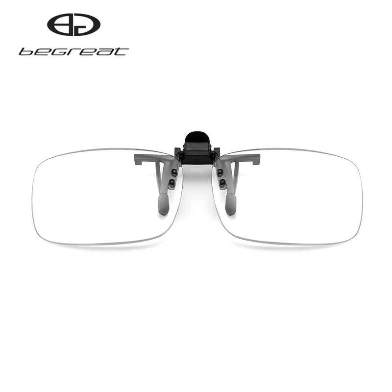 Lunettes de lecture portables avec clips — lentille rabattable, loupe, sans bords, hommes et femmes presbytes