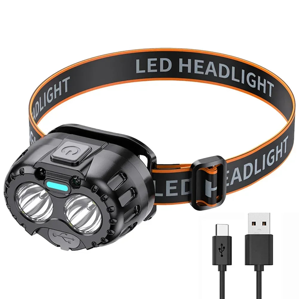 Capteur de mouvement phare Rechargeable lampe de poche LED phares Ultra lumineux lampe frontale de pêche Led front lampe frontale lampes de poche