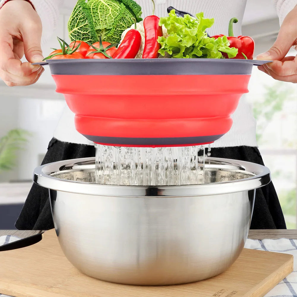 Panier de vidange pliant en Silicone, panier de lavage de fruits et légumes, passoire pliable, égouttoir pliable, outil de rangement de cuisine