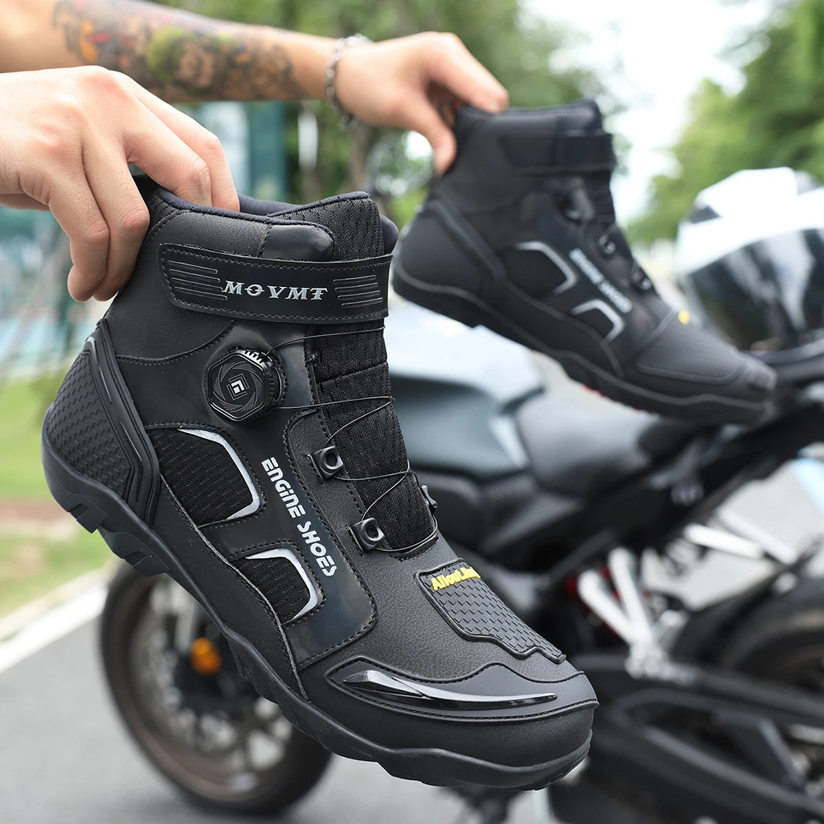 Bottes Moto Homme Cuir Respirantes — Antidérapantes & Résistantes