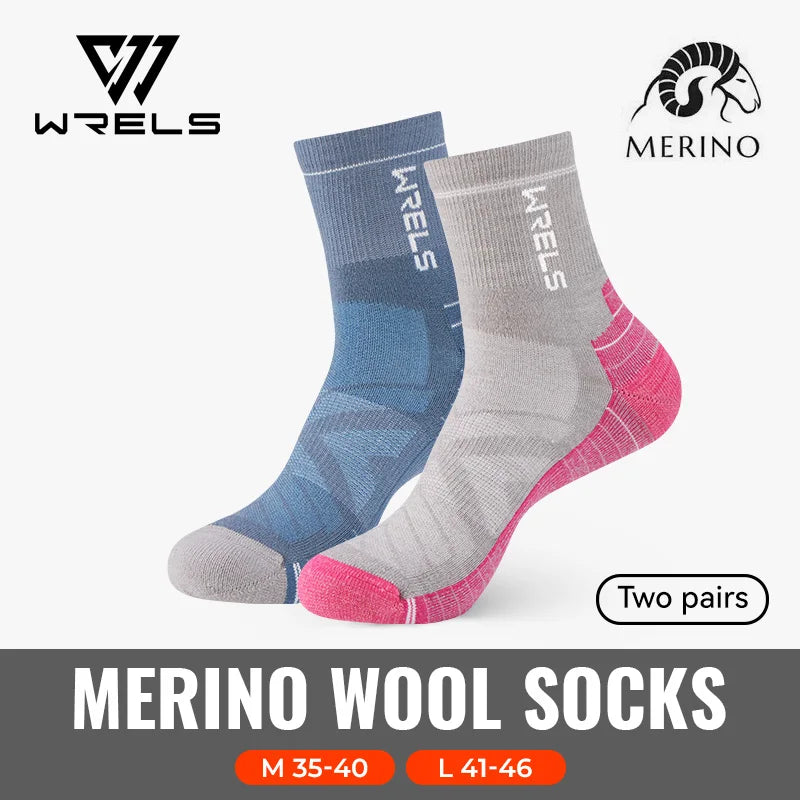 WRELS 1/2/3 paires chaussettes en laine mérinos thermique chaud hiver haute élastique épais chaussettes de randonnée Absorption d'humidité chaussettes de sport en laine