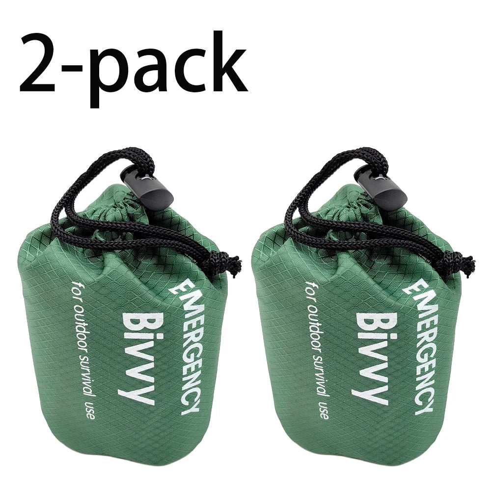 Sac de couchage d'urgence, couverture de survie, sac bivouac thermique en Mylar, abri léger, imperméable et portable pour le camping et la randonnée