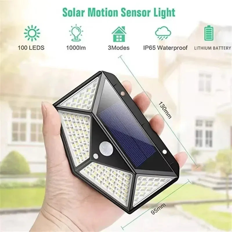 Lámpara solar LED multifuncional con sensor de movimiento, luz solar impermeable, decoración exterior para jardín, 62 focos