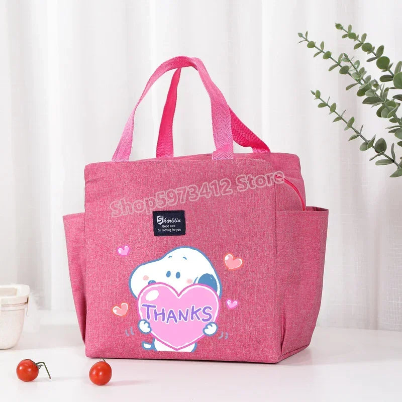 Bolsa isotérmica portátil para el almuerzo y bebidas de Snoopy, bolsa isotérmica para alimentos, caja térmica, bolsa de picnic, bolsas de transporte, bonito regalo para niños