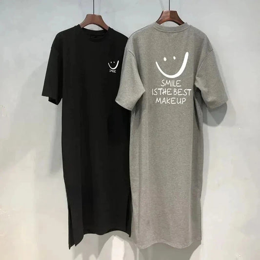 Robe T-shirt à manches courtes pour femmes, ample, mi-longue, au-dessus du genou, nouvelle collection été