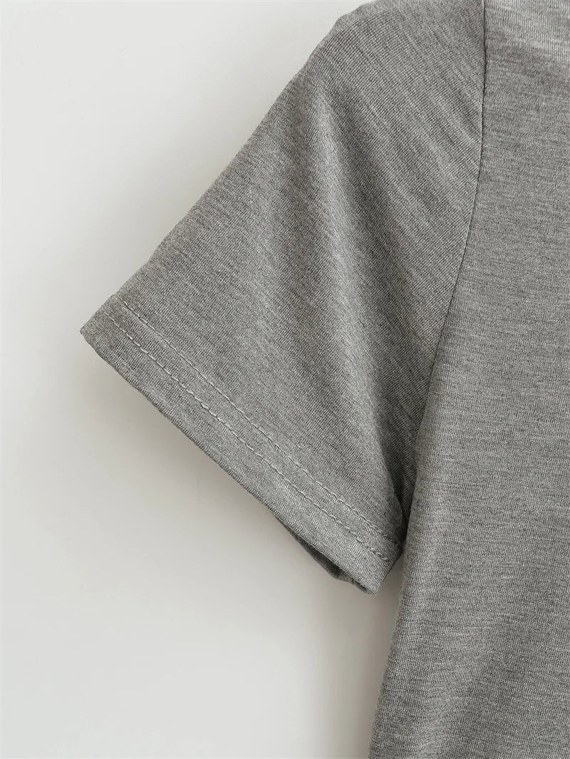 Camiseta de manga corta para mujer, casual, de alta calidad, sexy, ajustada, a la moda, de color liso, ropa y2k, 2024