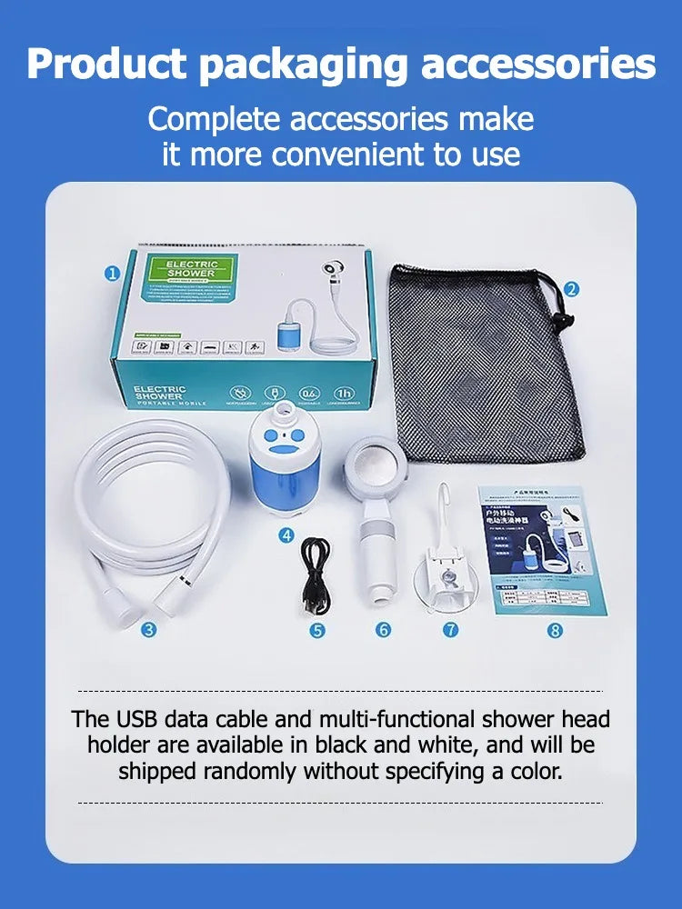 Douche de Camping Portable Électrique Rechargeable — Pompe à Affichage Numérique, Randoennée & Voyage